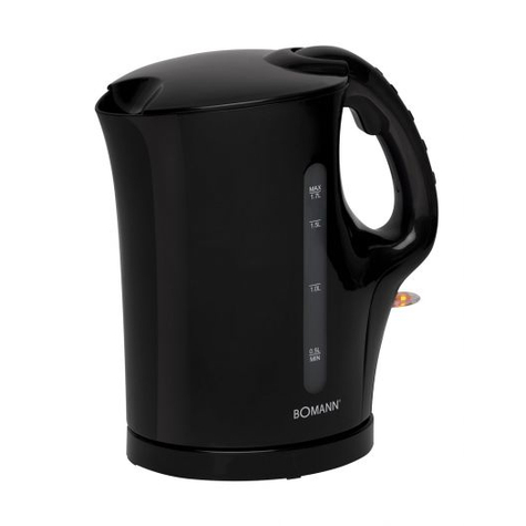 Bomann wk 5011 cb - 1,7 l - 2000 w - noir - acier inoxydable - indicateur de niveau d'eau - sans fil