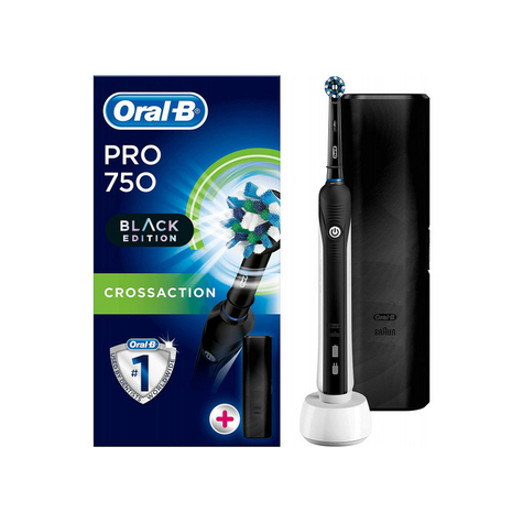 Brosse à dents oral-b pro 750 crossaction + étui de voyage noir