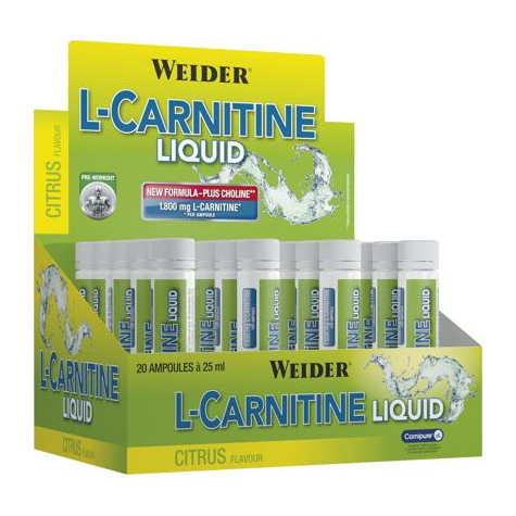 Joe weider l-carnitine liquid, 20 x 25 ml ampullen