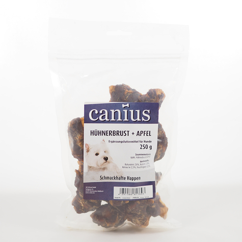 Collations canius, cani. Poitrine de poulet + pomme 250g