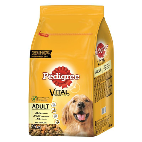 Pedigree, poulet adulte ped + légumes 7,5 kg