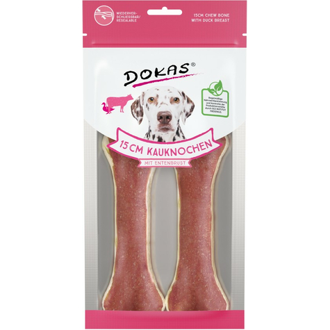 Dokas snacks secs, dokas 15cm os à mâcher canard 2pcs