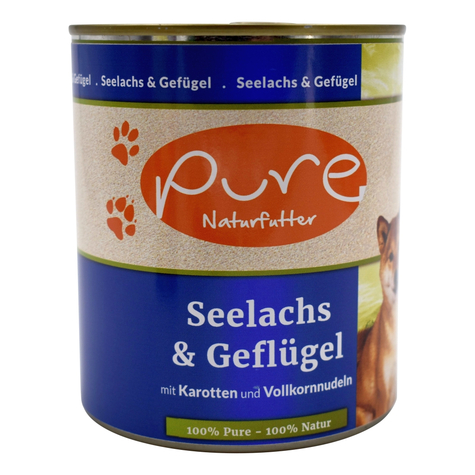 Pure nourriture naturelle, pur saumon chien + volaille 800gd