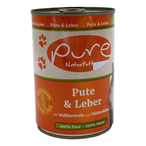 Pure nourriture naturelle, pur chat dinde + leb glufr 400gd