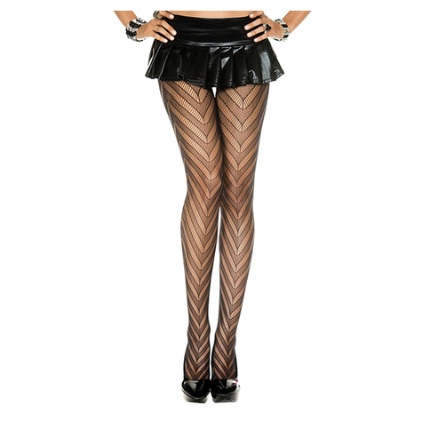 Garter Stockings :Zigzag Tights Black