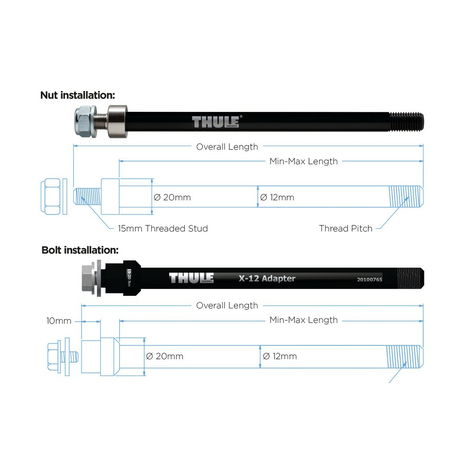 Adaptateur d'axe thule maxle trek m12x1.75   