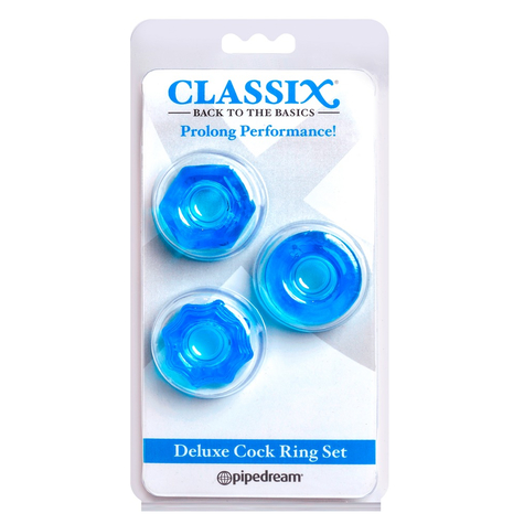 C Deluxe Cock Ring Set Blue