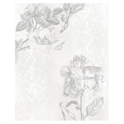 Non-Woven Wallpaper - Baroque Grey - Size 200 X 250 Cm