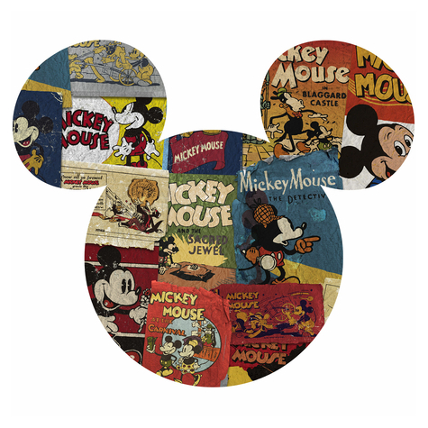 Self-Adhesive Non-Woven Wallpaper / Wall Tattoo - Mickey Head Billboard - Size 125 X 125 Cm