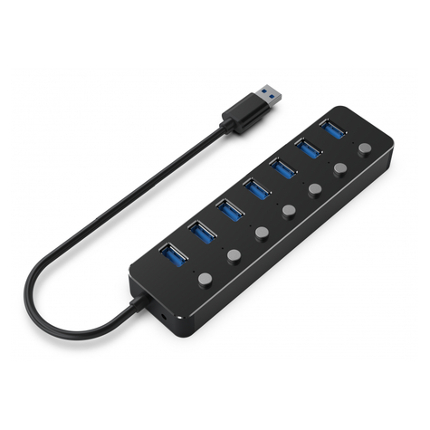 Gembird 7-port usb 3.1 gen 1 hub with switches juodas uhb-u3p7p-01