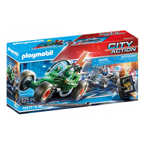 Playmobil city action - voiture de police poursuite du voleur de coffre-fort (70577)